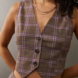 Urban Outfitters Plaid Button-Up Mini Vest